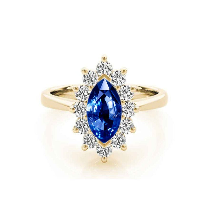 The Hadley Marquise Sapphire and Diamond Engagement Ring - Lisa Robin
