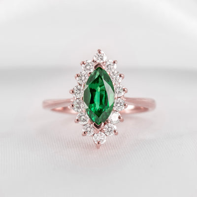 The Hadley Marquise Emerald and Diamond Engagement Ring - Lisa Robin