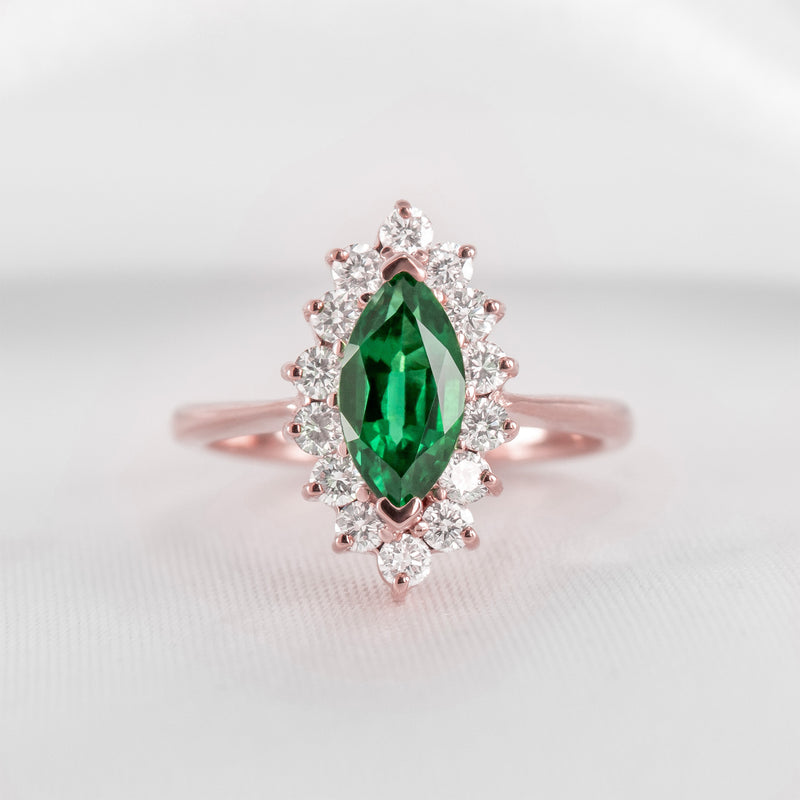 The Hadley Marquise Emerald and Diamond Engagement Ring - Lisa Robin