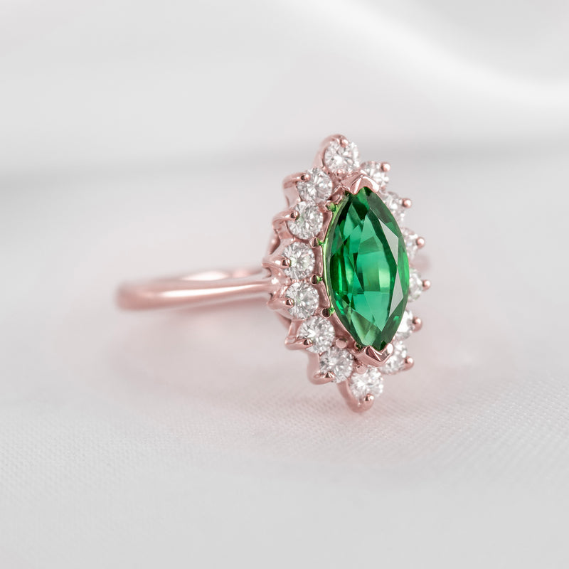 The Hadley Marquise Emerald and Diamond Engagement Ring - Lisa Robin