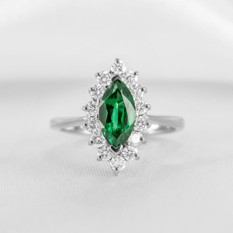 The Hadley Marquise Emerald and Diamond Engagement Ring - Lisa Robin