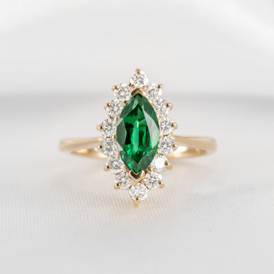 The Hadley Marquise Emerald and Diamond Engagement Ring - Lisa Robin