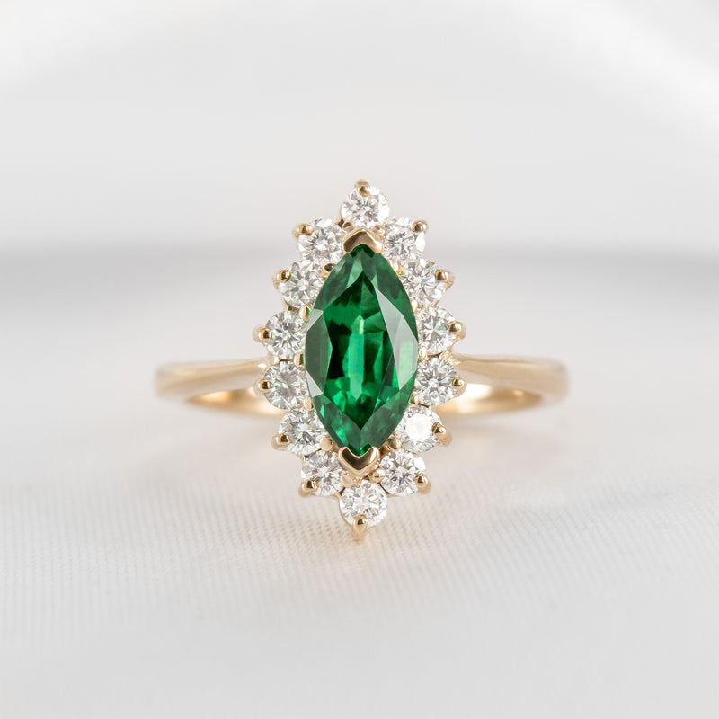 The Hadley Marquise Emerald and Diamond Engagement Ring - Lisa Robin