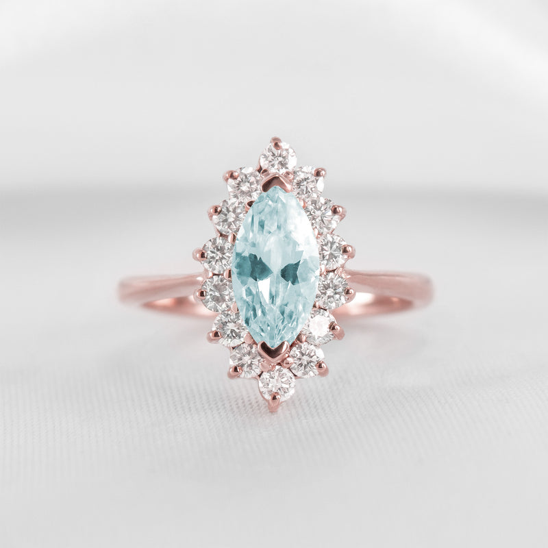 Shown in 1.0 carat Aquamarine* The Hadley Marquise Aquamarine and Diamond Engagement Ring | Lisa Robin