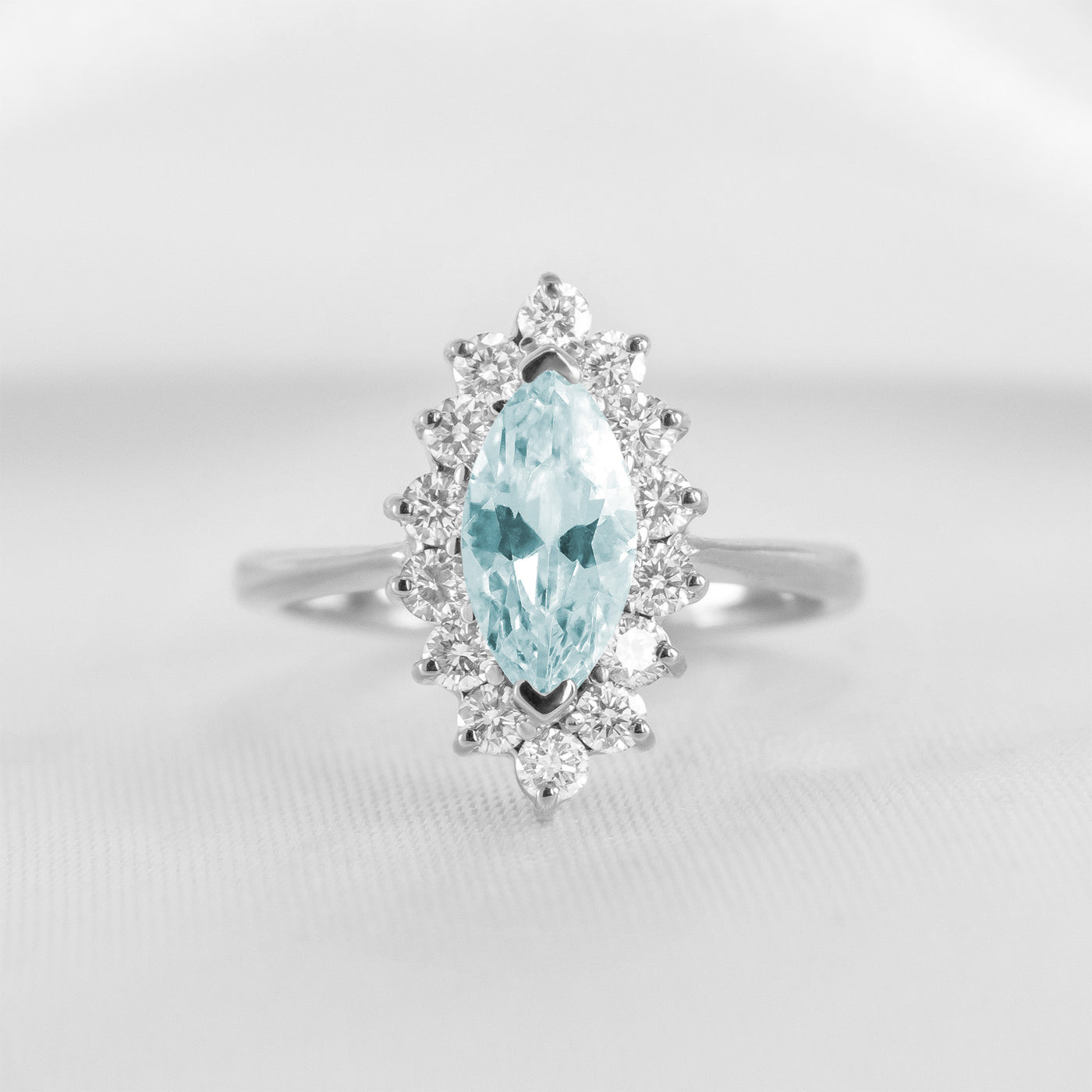 Shown in 1.0 carat Aquamarine* The Hadley Marquise Aquamarine and Diamond Engagement Ring | Lisa Robin#color_platinum
