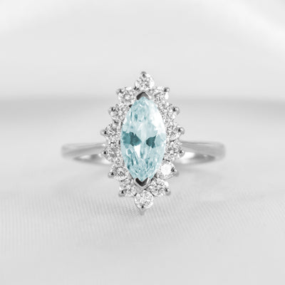 Shown in 1.0 carat Aquamarine* The Hadley Marquise Aquamarine and Diamond Engagement Ring | Lisa Robin#color_platinum