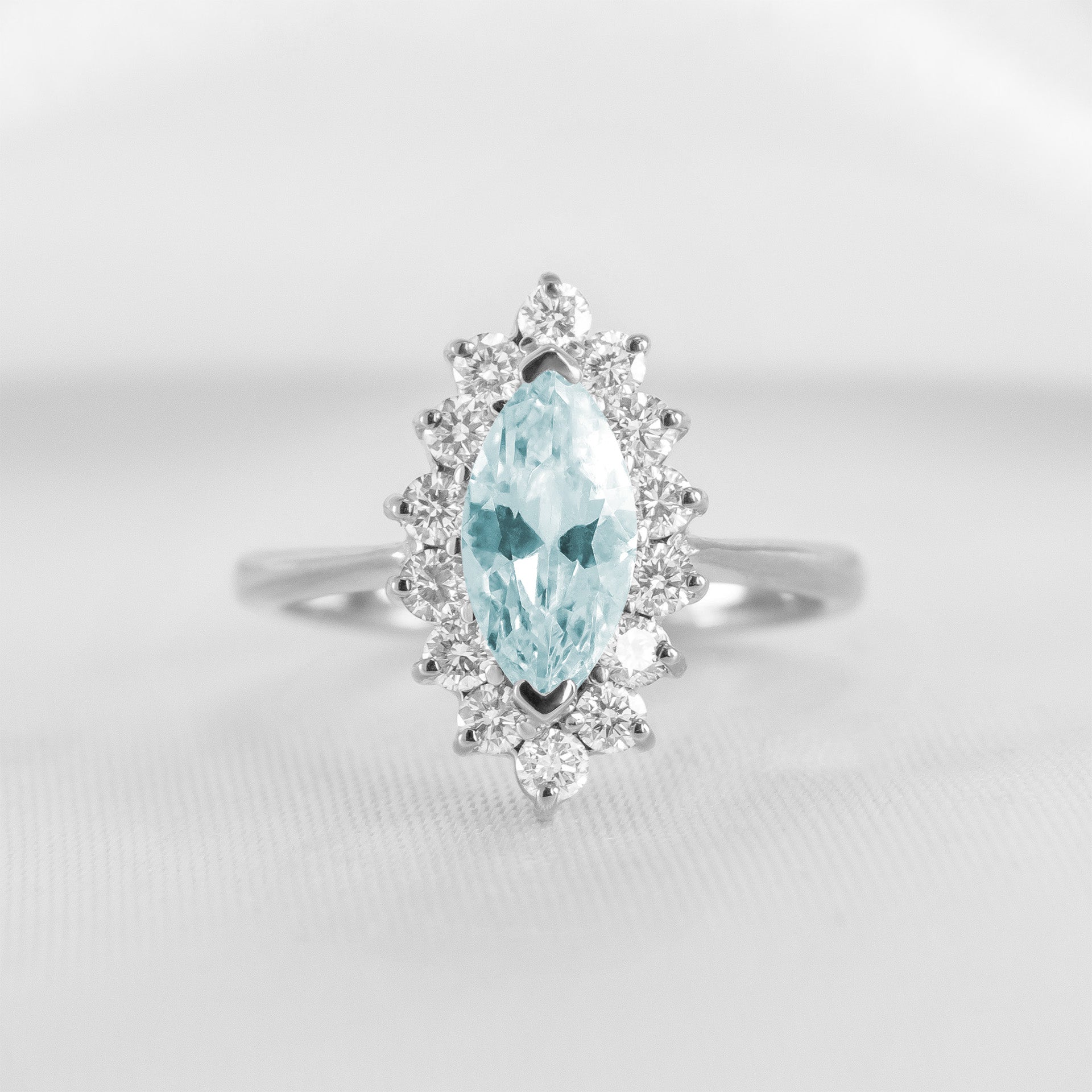 Shown in 1.0 carat Aquamarine* The Hadley Marquise Aquamarine and Diamond Engagement Ring | Lisa Robin#color_14k-white-gold