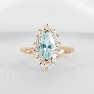 Shown in 1.0 carat Aquamarine* The Hadley Marquise Aquamarine and Diamond Engagement Ring | Lisa Robin#color_14k-yellow-gold