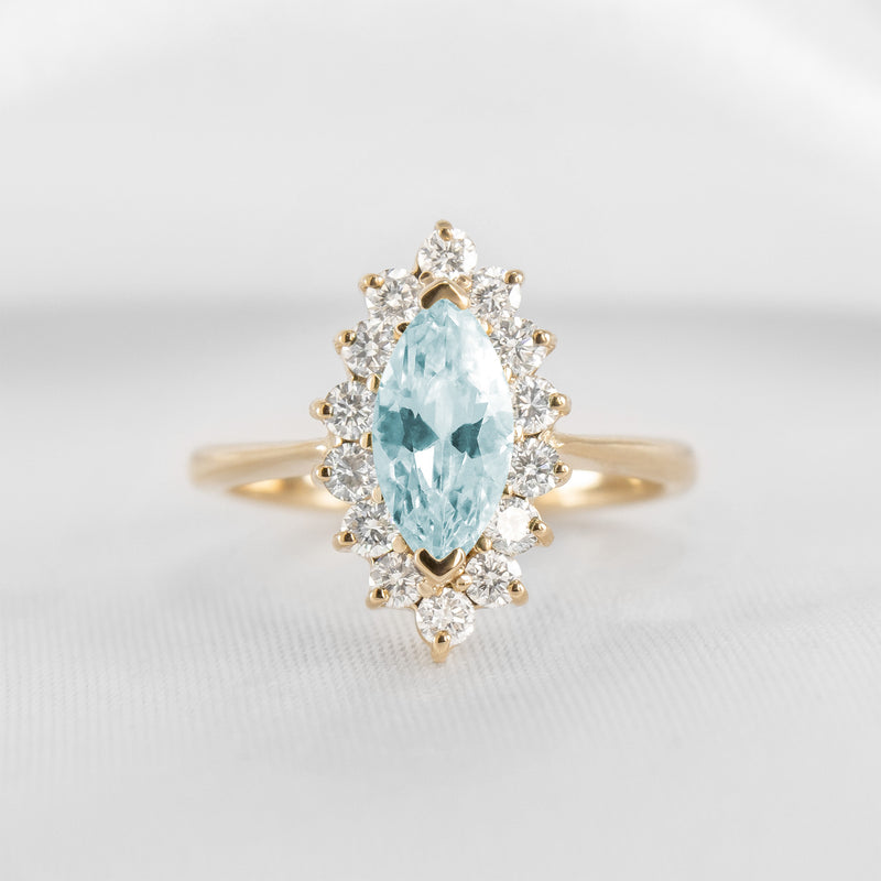 Shown in 1.0 carat Aquamarine* The Hadley Marquise Aquamarine and Diamond Engagement Ring | Lisa Robin