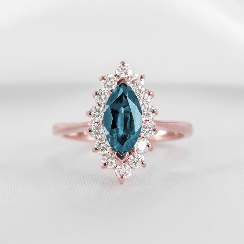 Shown in 1.0 carat Blue Diamond* The Hadley Marquise Blue Diamond Engagement Ring | Lisa Robin