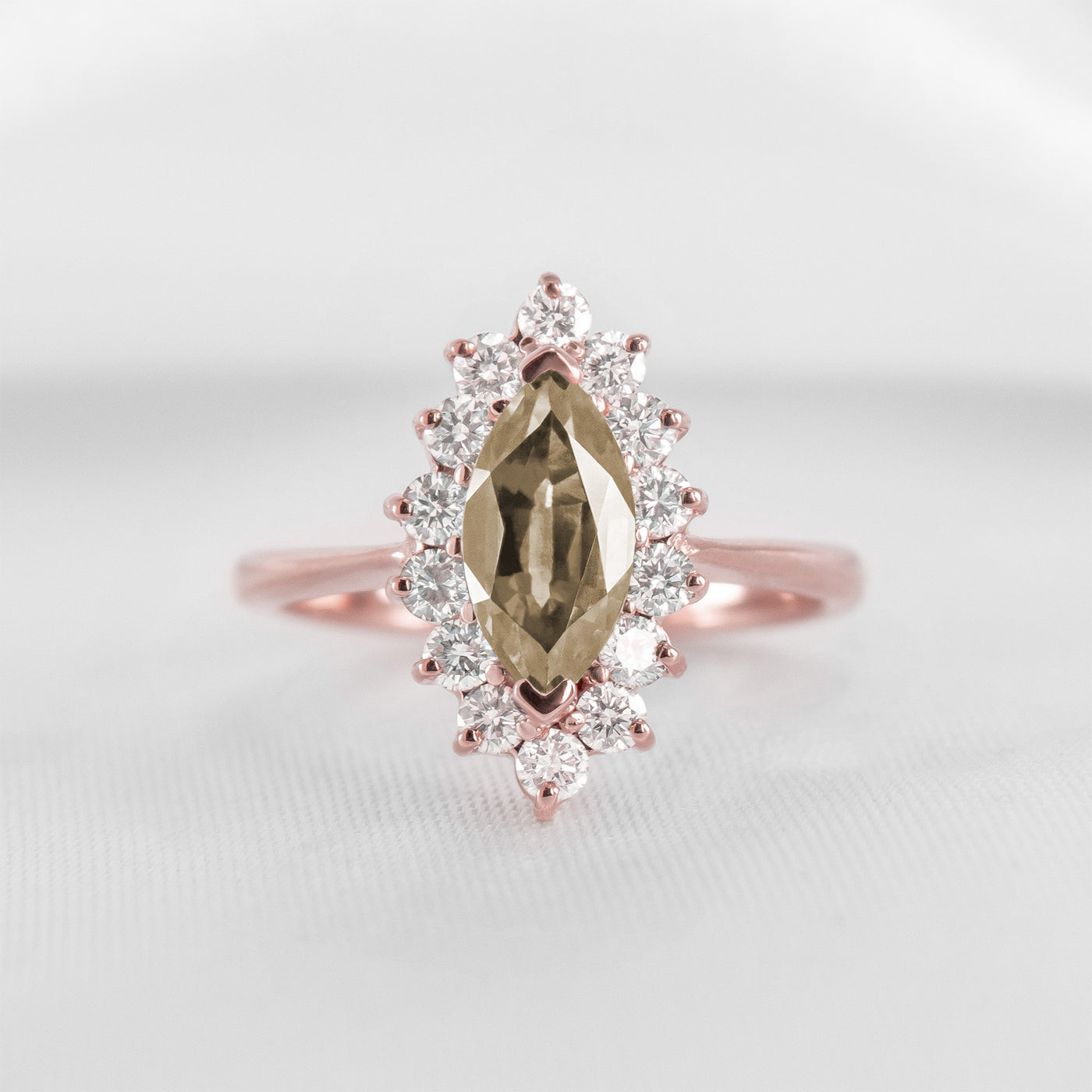 Shown in 1.0 carat Champagne Diamond* The Hadley Marquise Champagne Diamond Engagement Ring | Lisa Robin#color_14k-rose-gold