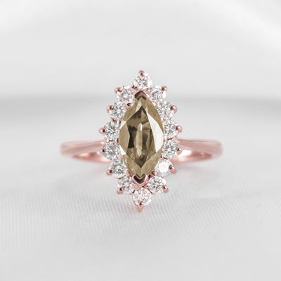 Shown in 1.0 carat Champagne Diamond* The Hadley Marquise Champagne Diamond Engagement Ring | Lisa Robin#color_14k-rose-gold