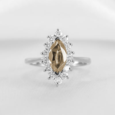 Shown in 1.0 carat Champagne Diamond* The Hadley Marquise Champagne Diamond Engagement Ring | Lisa Robin#color_platinum