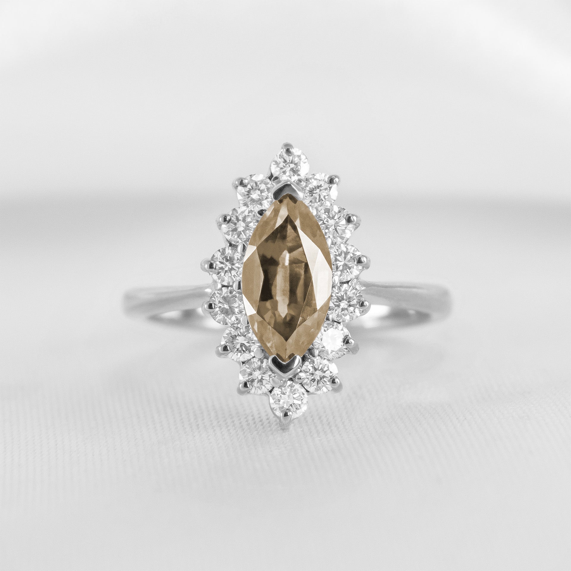 Shown in 1.0 carat Champagne Diamond* The Hadley Marquise Champagne Diamond Engagement Ring | Lisa Robin#14k-white-gold