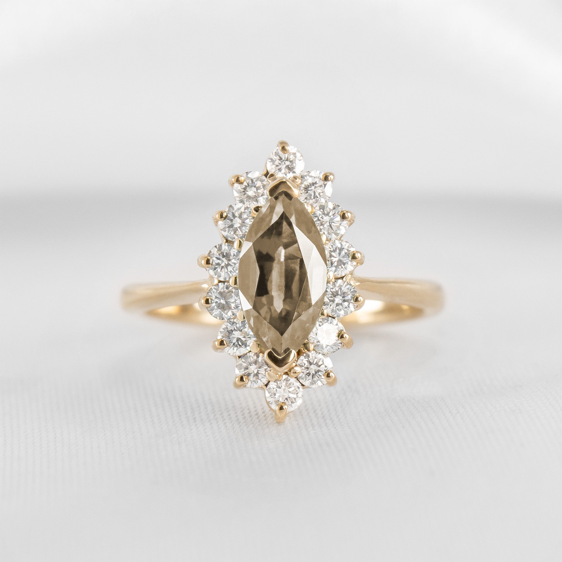 Shown in 1.0 carat Champagne Diamond* The Hadley Marquise Champagne Diamond Engagement Ring / Lisa Robin#color_14k-yellow-gold