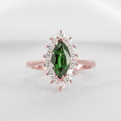 Shown in 1.0 carat Green Diamond* The Hadley Marquise Green Diamond Engagement Ring / Lisa Robin#color_14k-rose-gold