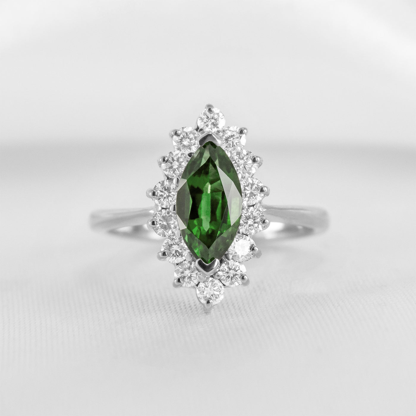 Shown in 1.0 carat Green Diamond* The Hadley Marquise Green Diamond Engagement Ring / Lisa Robin#color_14k-white-gold
