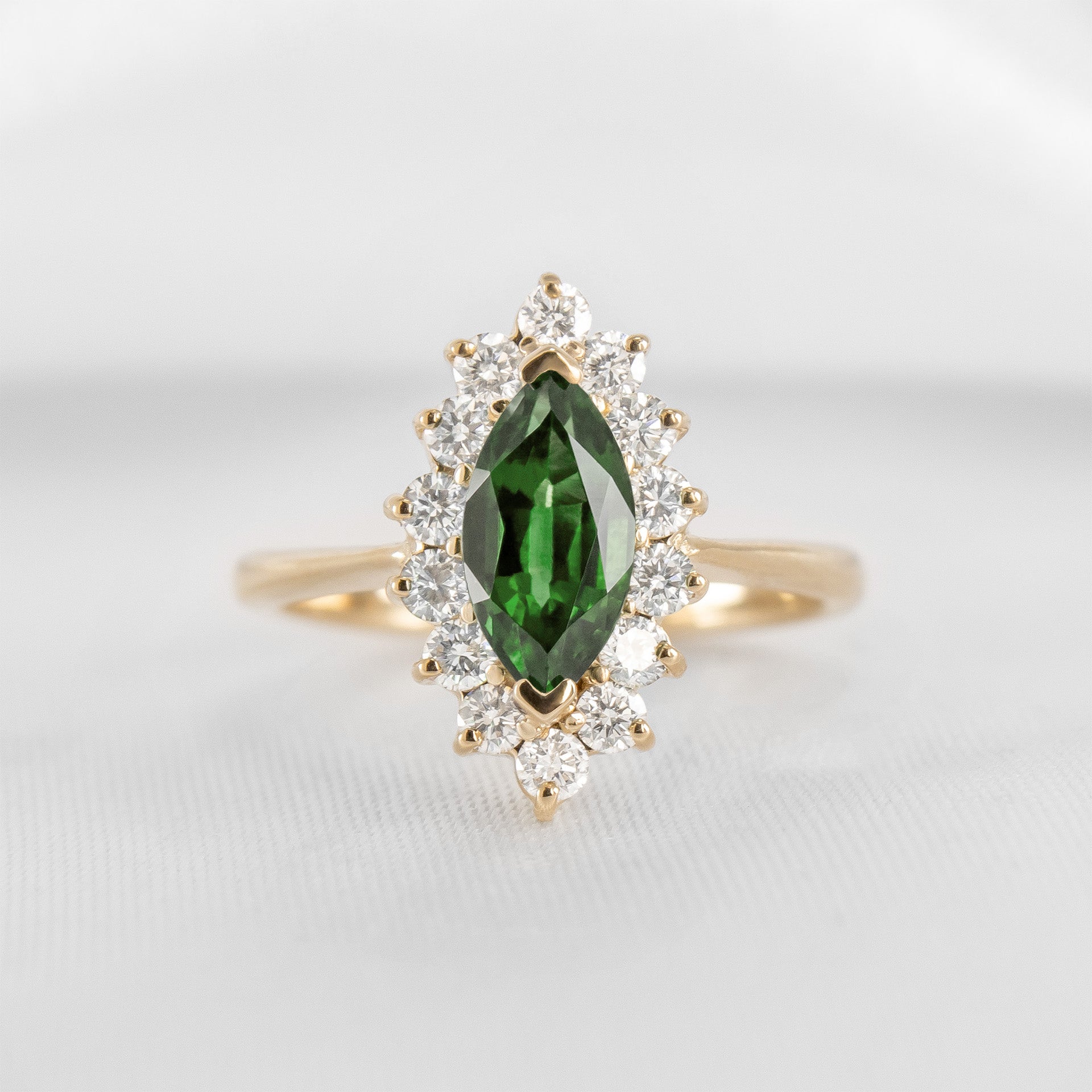 Shown in 1.0 carat Green Diamond* The Hadley Marquise Green Diamond Engagement Ring / Lisa Robin#color_14k-yellow-gold