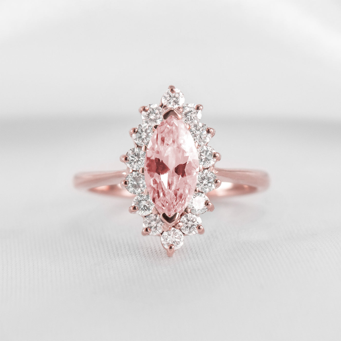 Shown in 1.0 carat Morganite* The Hadley Marquise Morganite and Diamond Engagement Ring / Lisa Robin#color_14k-rose-gold