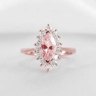 Shown in 1.0 carat Morganite* The Hadley Marquise Morganite and Diamond Engagement Ring / Lisa Robin#color_14k-rose-gold