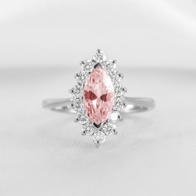Shown in 1.0 carat Morganite* The Hadley Marquise Morganite and Diamond Engagement Ring / Lisa Robin#color_platinum
