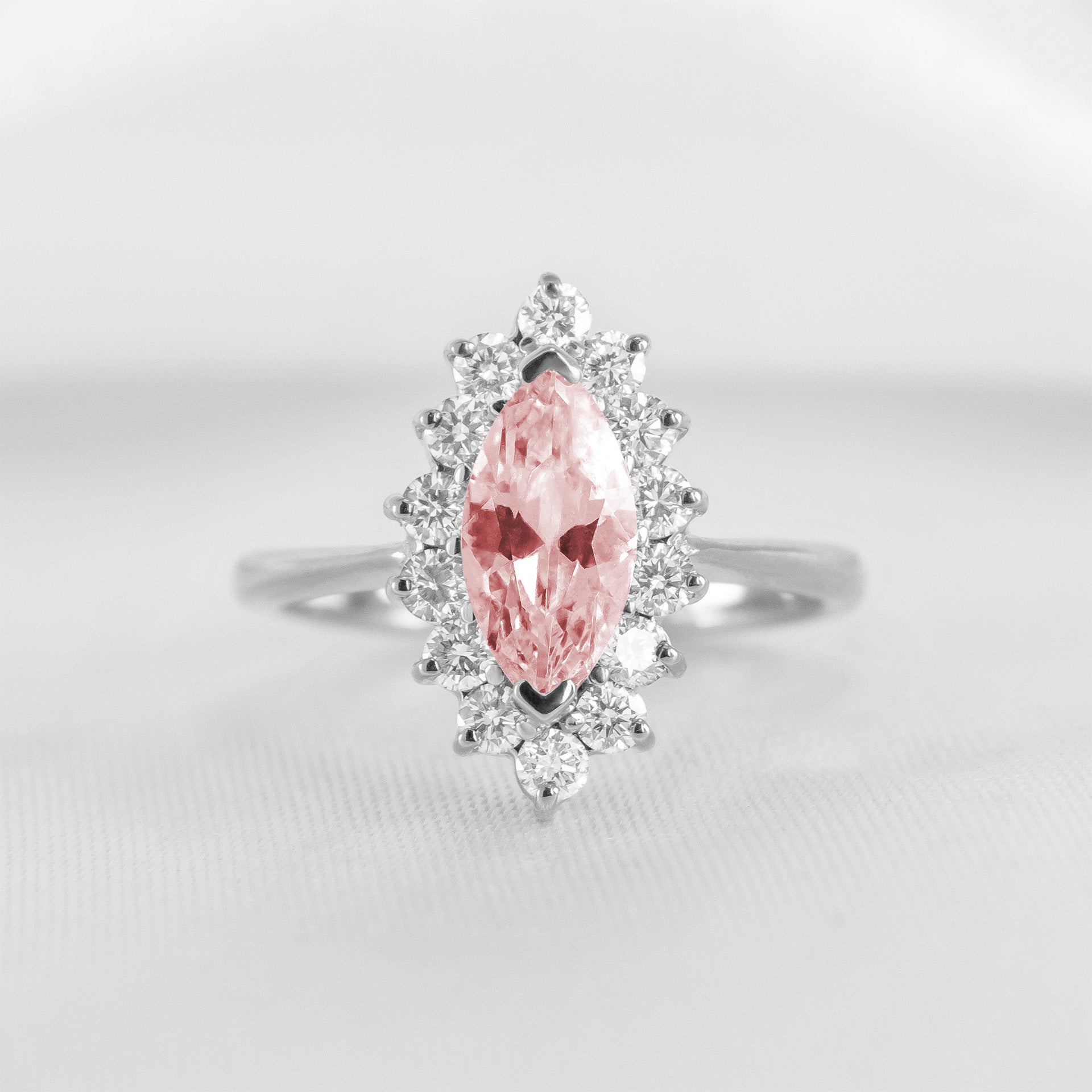 Shown in 1.0 carat Morganite* The Hadley Marquise Morganite and Diamond Engagement Ring | Lisa Robin#color_14k-white-gold