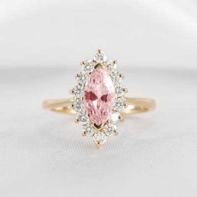 Shown in 1.0 carat Morganite* The Hadley Marquise Morganite and Diamond Engagement Ring / Lisa Robin#color_14k-yellow-gold