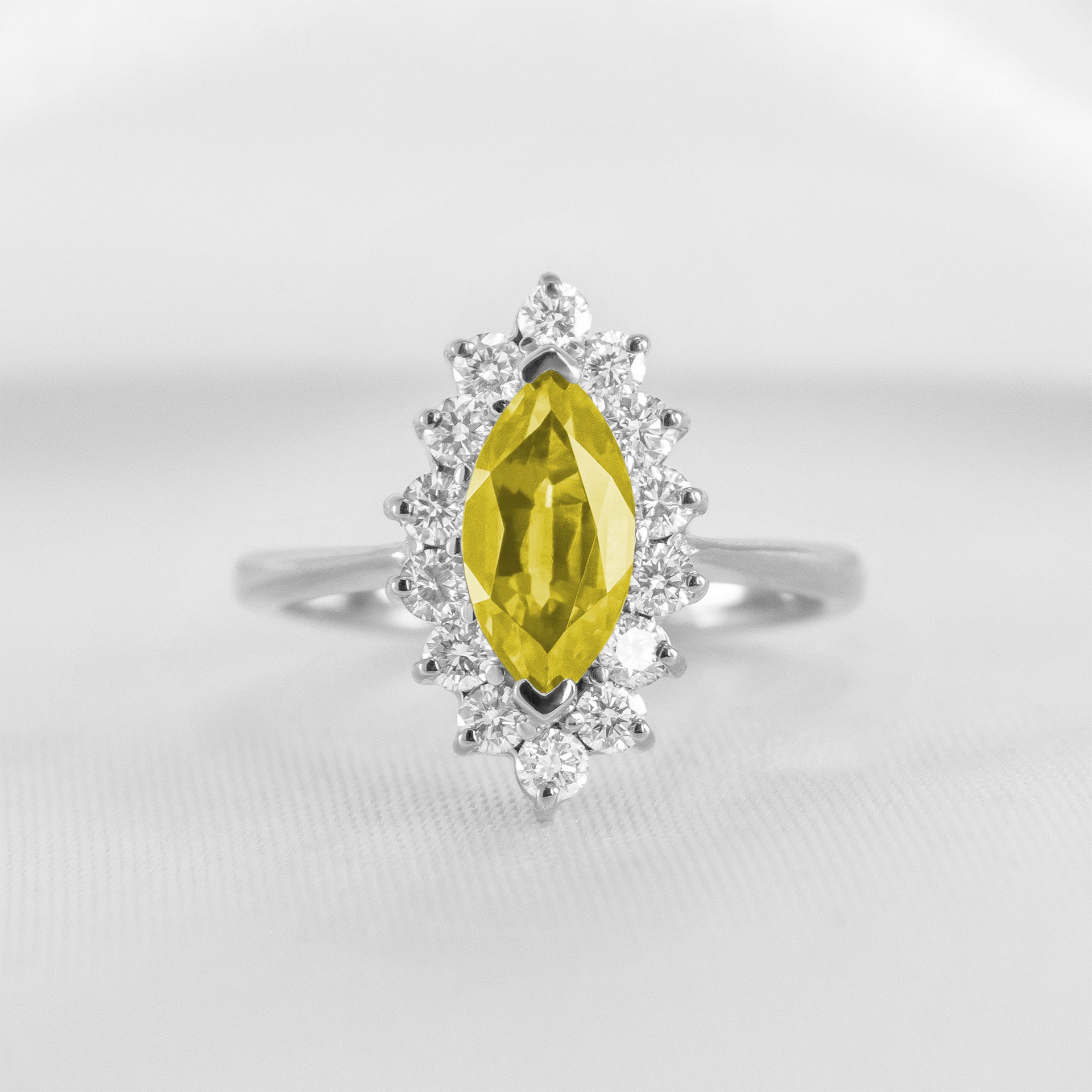 Shown in 1.25 carat Yellow Diamond * The Hadley Marquise Yellow Diamond Engagement Ring | Lisa Robin#color_14k-white-gold