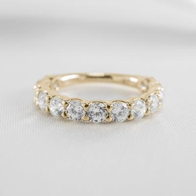 Shown in 1 carat * The Harper round 13-stone eternity diamond wedding band | Lisa Robin#color_18k-yellow-gold