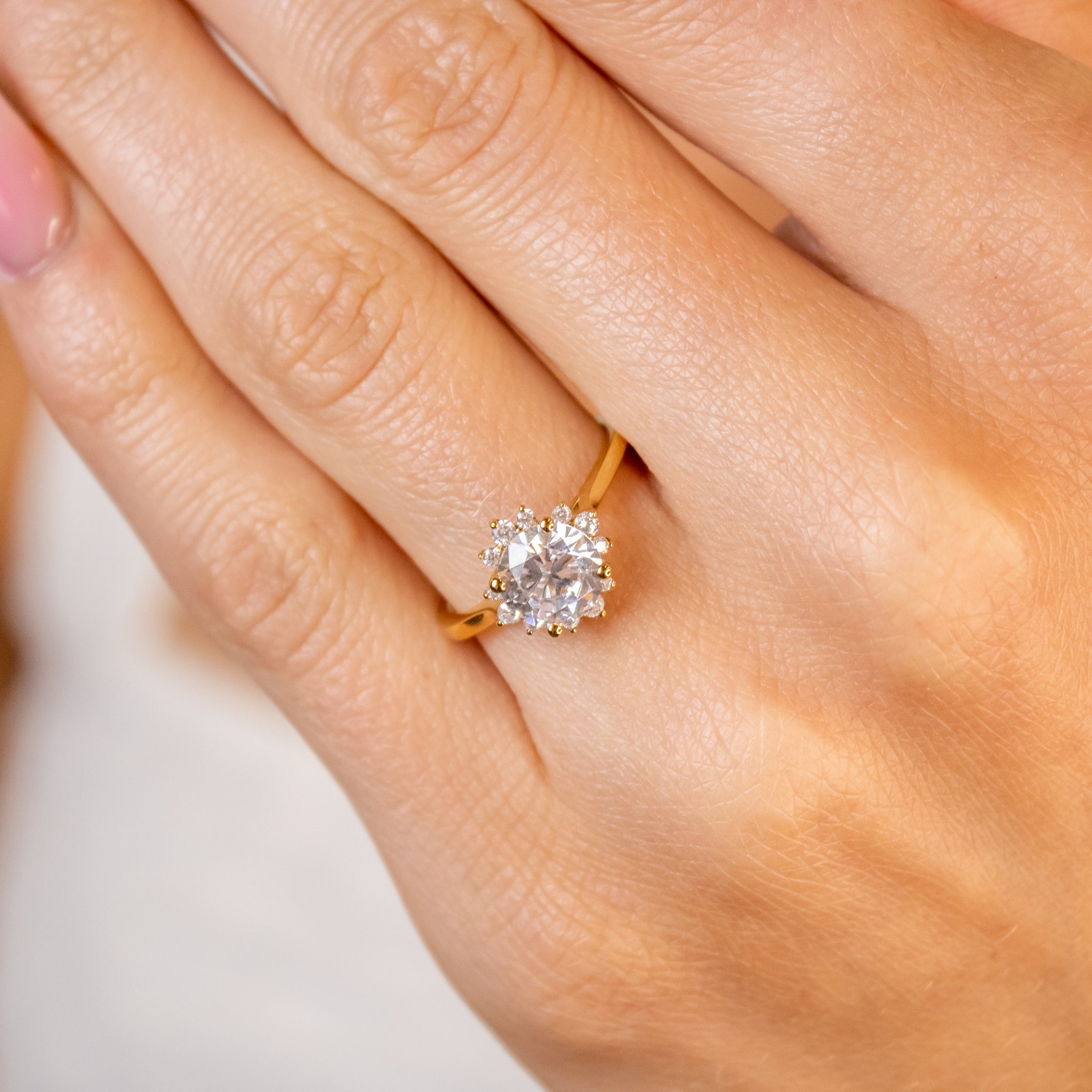 The Jaylin Floral Halo Diamond Engagement Ring