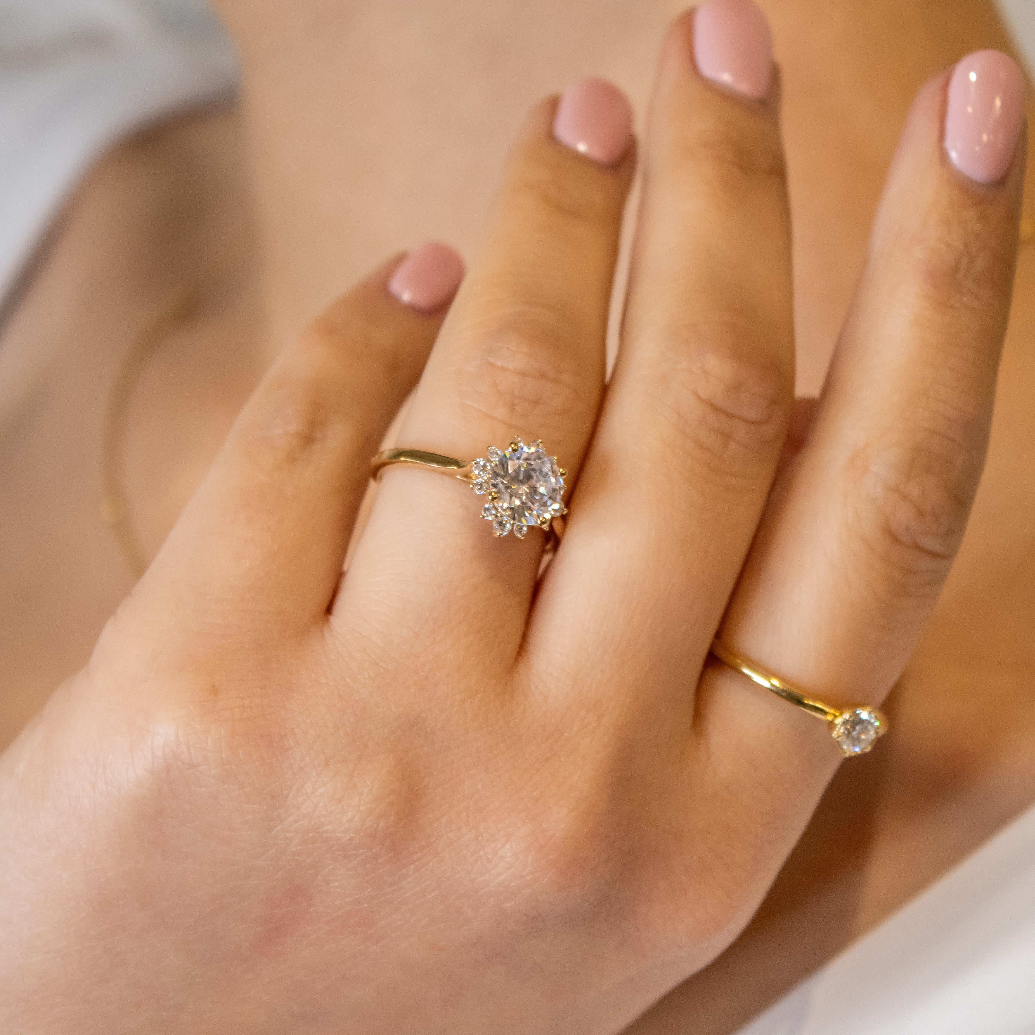 The Jaylin Floral Halo Diamond Engagement Ring