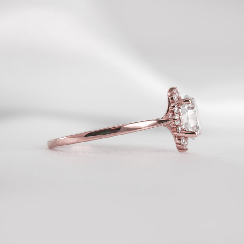 Shown in 1.5 carat Moissanite* The Jaylin Halo Moissanite and Diamond Engagement Ring | Lisa Robin