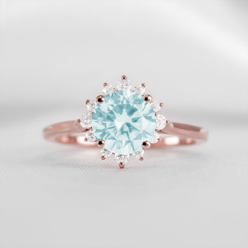 Shown in 1.5 carat Aquamarine* The Jaylin Aquamarine with Diamond Halo Engagement Ring | Lisa Robin