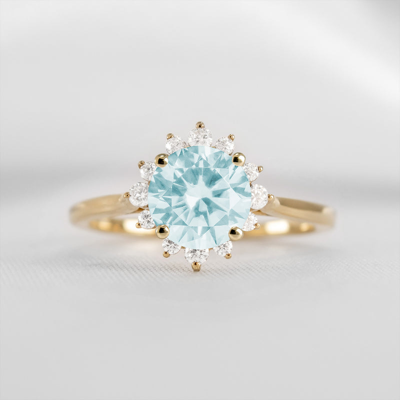 Shown in 1.5 carat Aquamarine* The Jaylin Aquamarine with Diamond Halo Engagement Ring | Lisa Robin