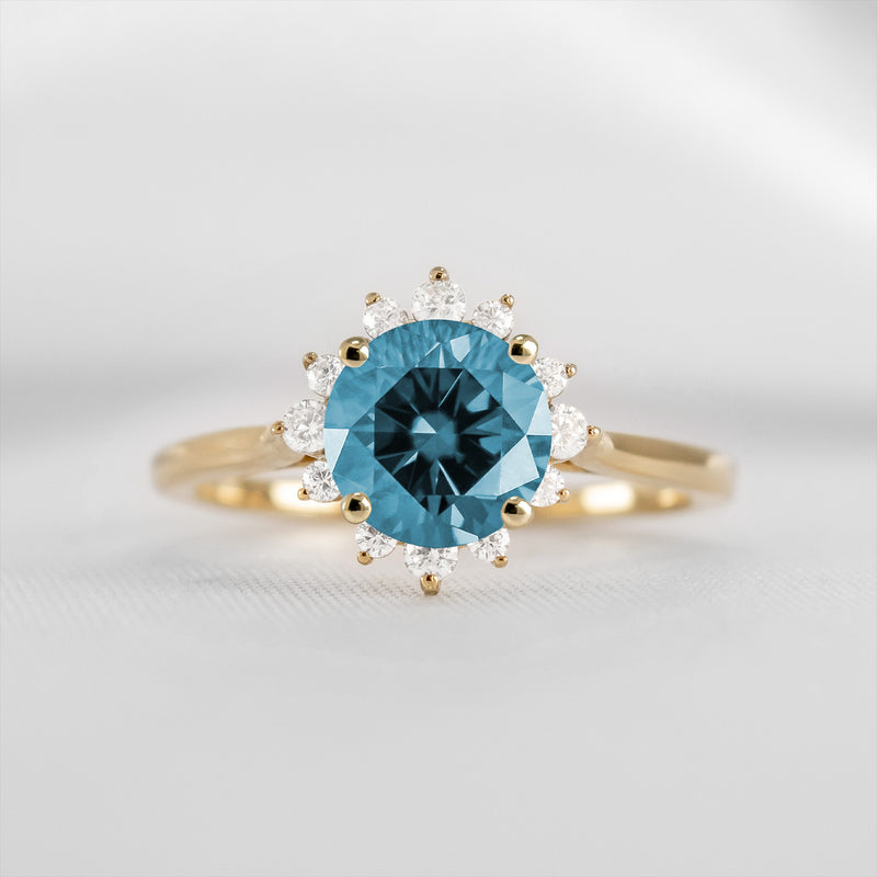 Shown in 1.5 carat Blue Diamond* The Jaylin Blue Diamond Halo Engagement Ring | Lisa Robin