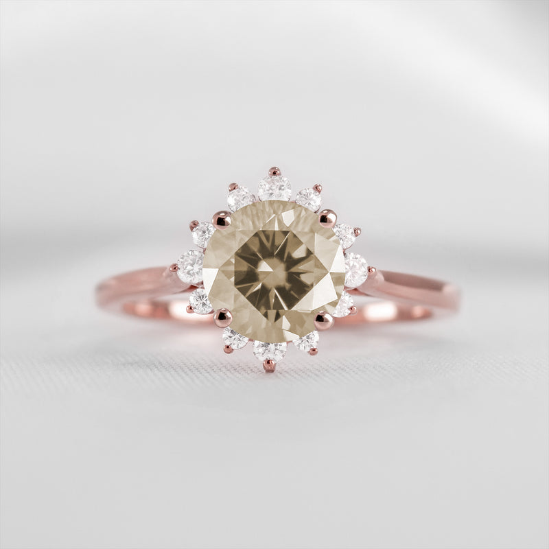 Shown in 1.0 carat Champagne Diamond* The Jaylin Champagne Diamond Halo Engagement Ring | Lisa Robin