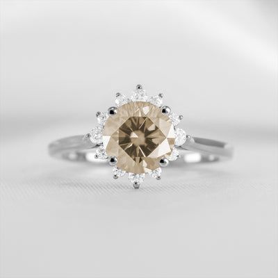Shown in 1.0 carat Champagne Diamond* The Jaylin Champagne Diamond Halo Engagement Ring | Lisa Robin#color_platinum