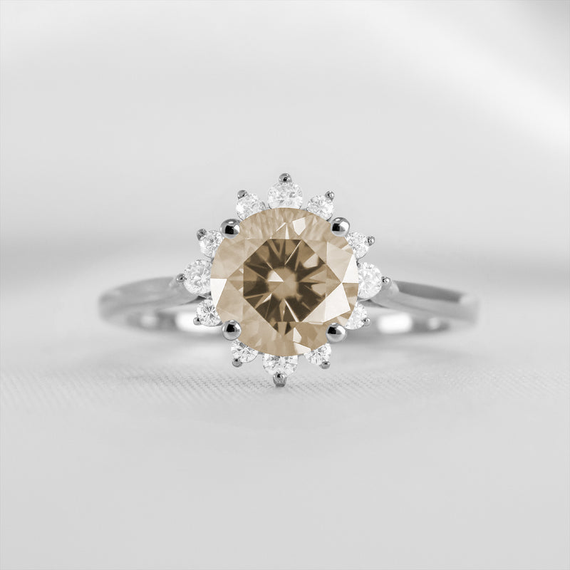 Shown in 1.0 carat Champagne Diamond* The Jaylin Champagne Diamond Halo Engagement Ring | Lisa Robin