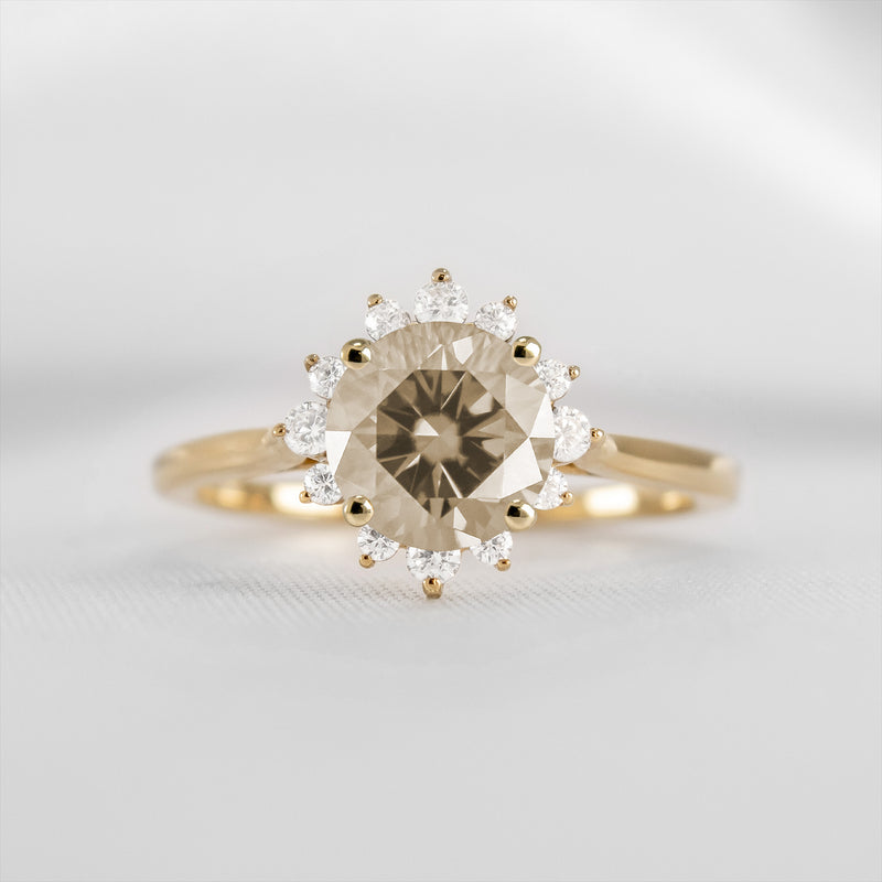 Shown in 1.0 carat Champagne Diamond* The Jaylin Champagne Diamond Halo Engagement Ring | Lisa Robin