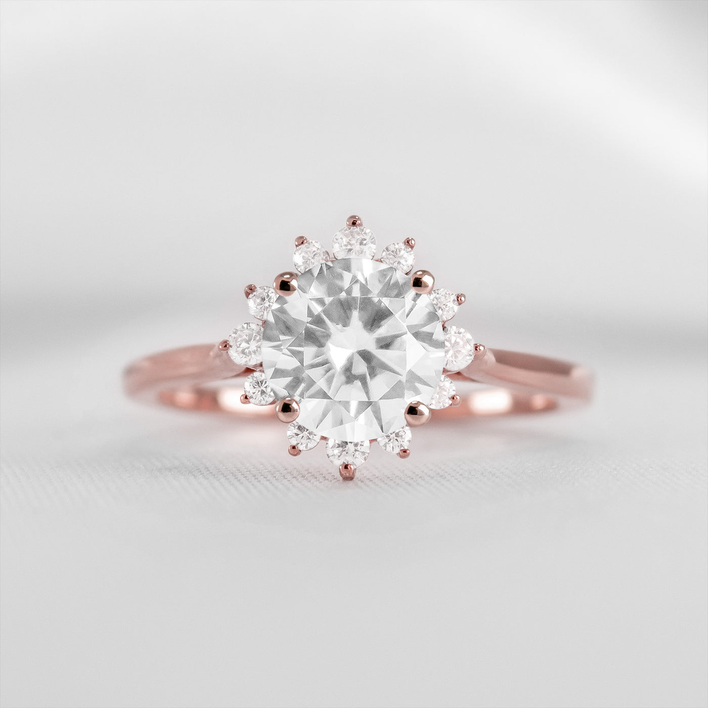 Shown in 1.5 carat Diamond*The Jaylin Round Diamond Halo Engagement Ring with Frankie Wedding Ring | Lisa Robin#color_14k-rose-gold
