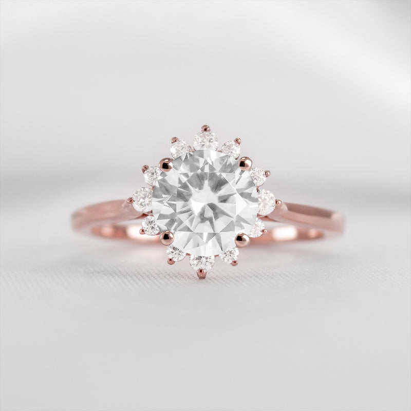 Shown in 1.5 carat Diamond*The Jaylin Round Diamond Halo Engagement Ring with Frankie Wedding Ring | Lisa Robin