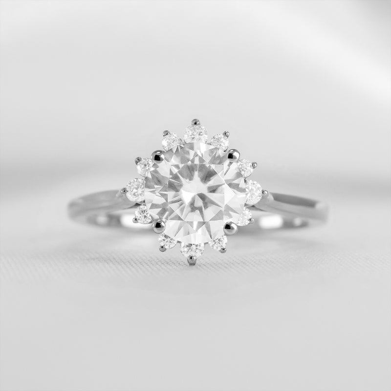 Shown in 1.5 carat Diamond*The Jaylin Round Diamond Halo Engagement Ring with Frankie Wedding Ring | Lisa Robin