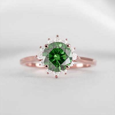 Shown in 1.0 carat Green Diamond* The Jaylin Green Diamond Halo Engagement Ring | Lisa Robin#color_14k-rose-gold