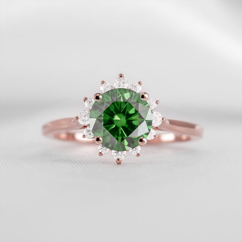 Shown in 1.0 carat Green Diamond* The Jaylin Green Diamond Halo Engagement Ring | Lisa Robin