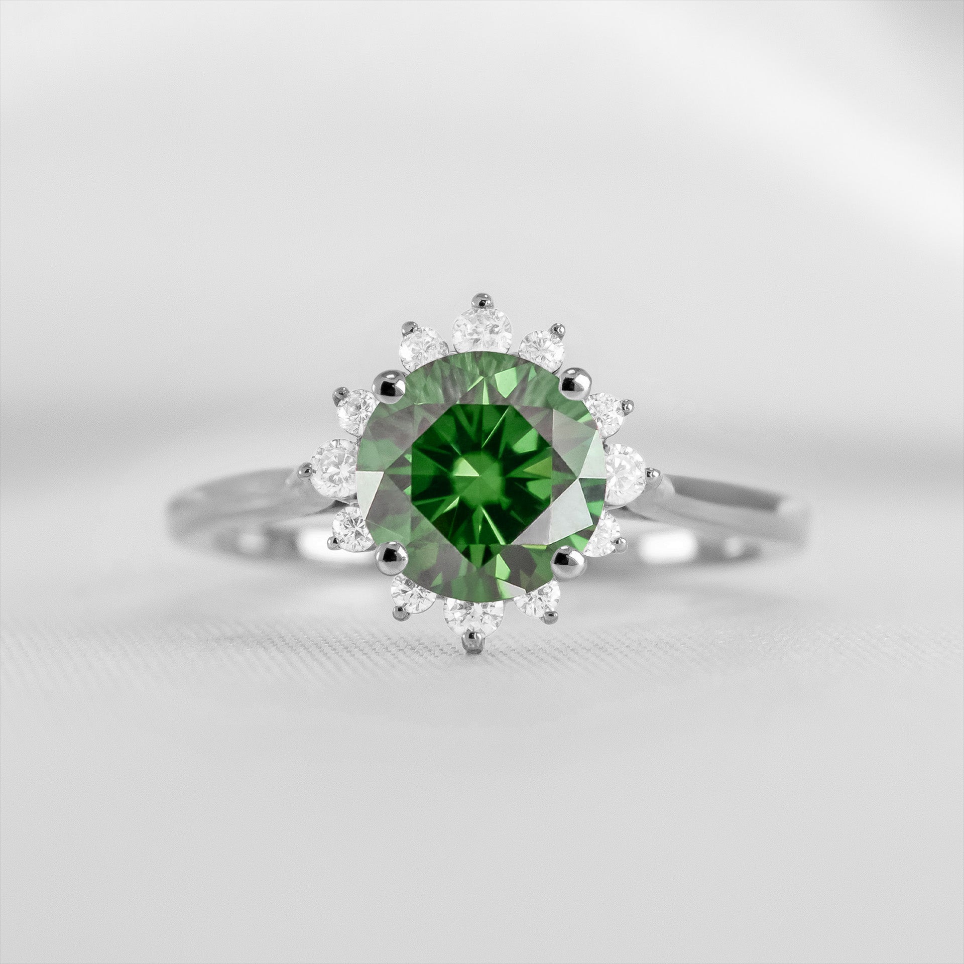 Shown in 1.0 carat Green Diamond* The Jaylin Green Diamond Halo Engagement Ring | Lisa Robin#color_14k-white-gold
