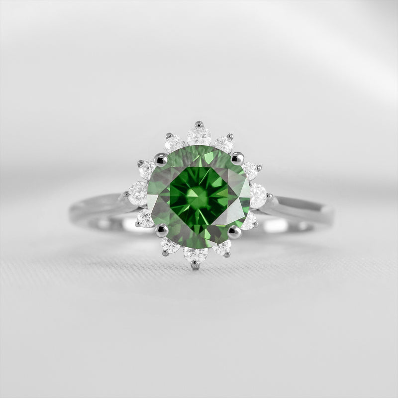 Shown in 1.0 carat Green Diamond* The Jaylin Green Diamond Halo Engagement Ring | Lisa Robin