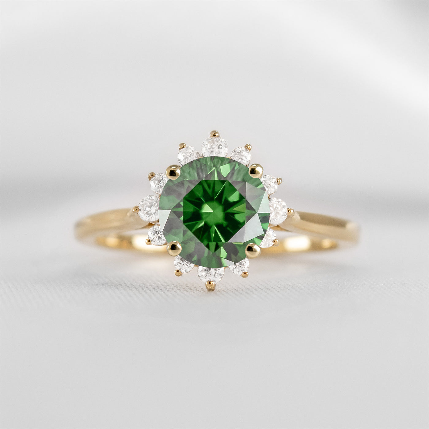 Shown in 1.0 carat Green Diamond* The Jaylin Green Diamond Halo Engagement Ring | Lisa Robin#color_14k-yellow-gold