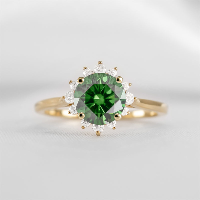 Shown in 1.0 carat Green Diamond* The Jaylin Green Diamond Halo Engagement Ring | Lisa Robin