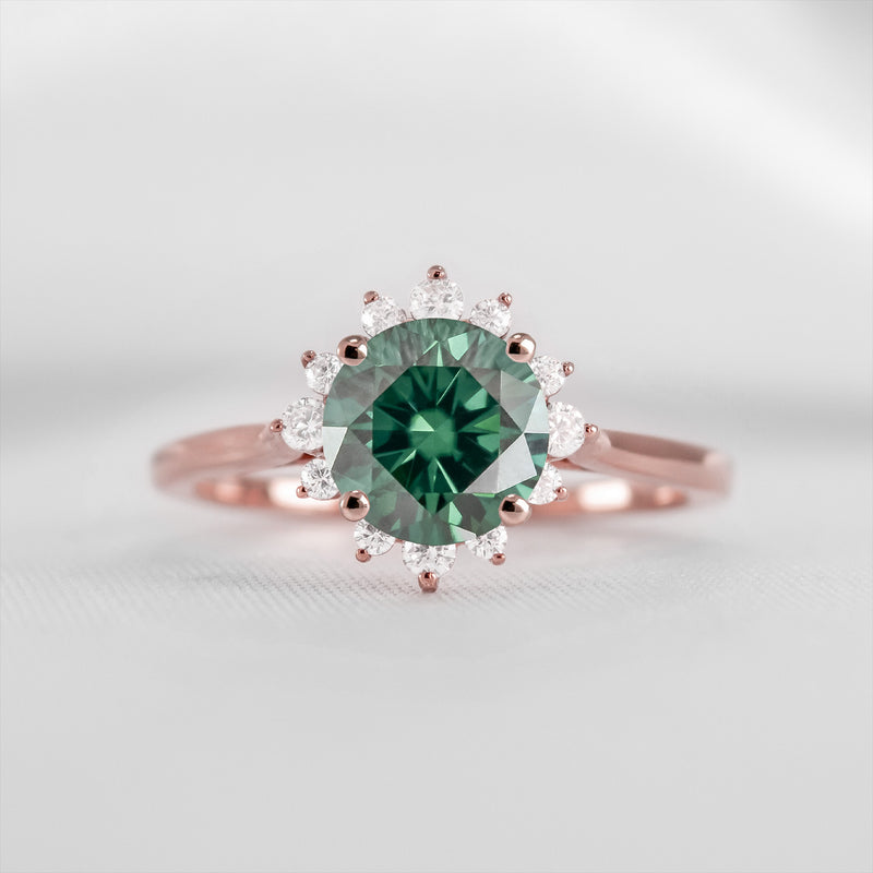 Shown in 1.0 carat Green Emerald* The Jaylin Green Emerald with Diamond Halo Engagement Ring / Lisa Robin