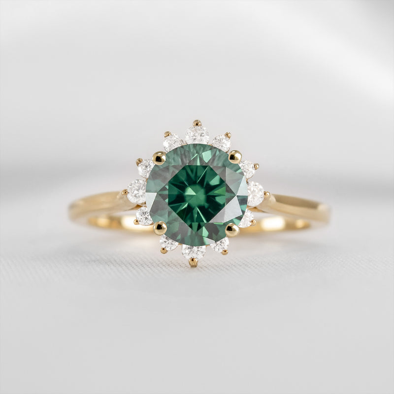 Shown in 1.0 carat Green Emerald* The Jaylin Green Emerald with Diamond Halo Engagement Ring / Lisa Robin